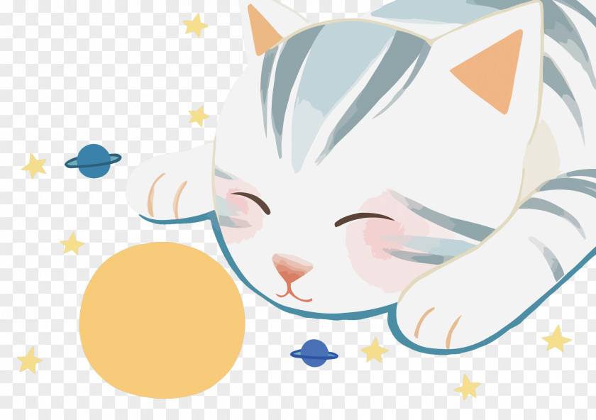 Vector Moon Cat Sleep Illustrator PNG