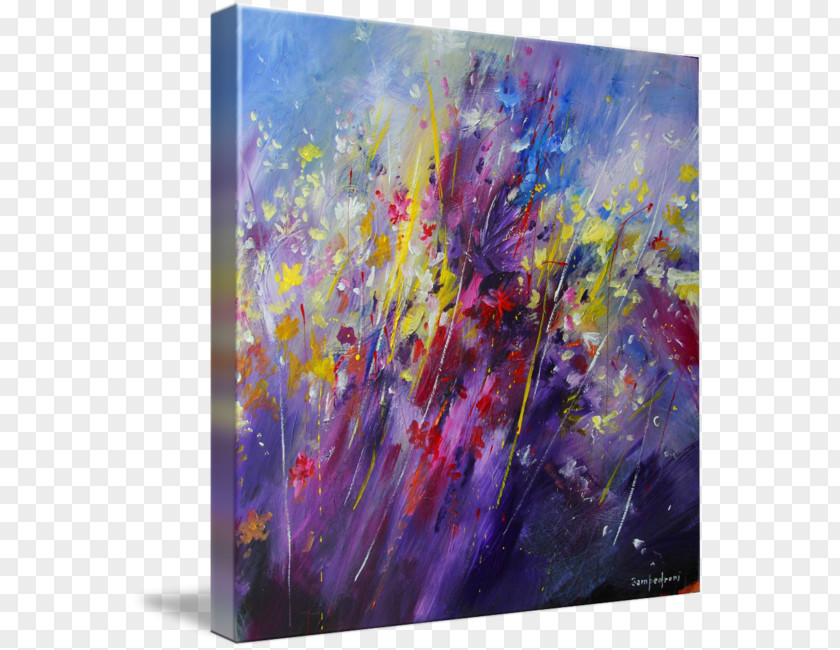 Abstract Flower Watercolor Painting Art Acrylic Paint PNG