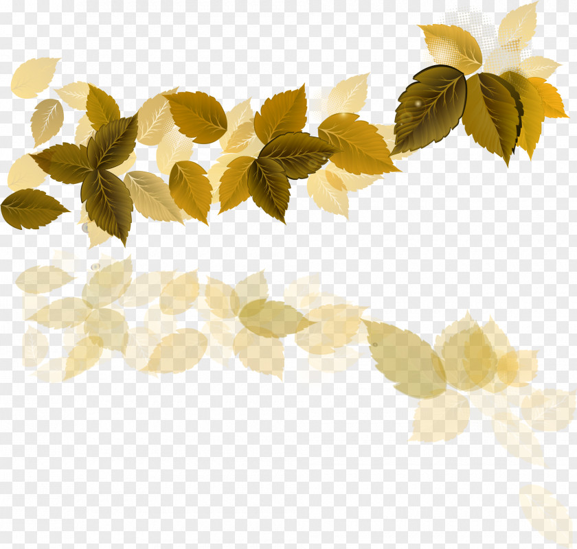 Hand-painted Yellow Leaves Euclidean Vector Rain PNG