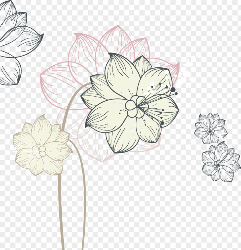 Hand-drawn Line Lotus Flower Euclidean Vector Nelumbo Nucifera Illustration PNG