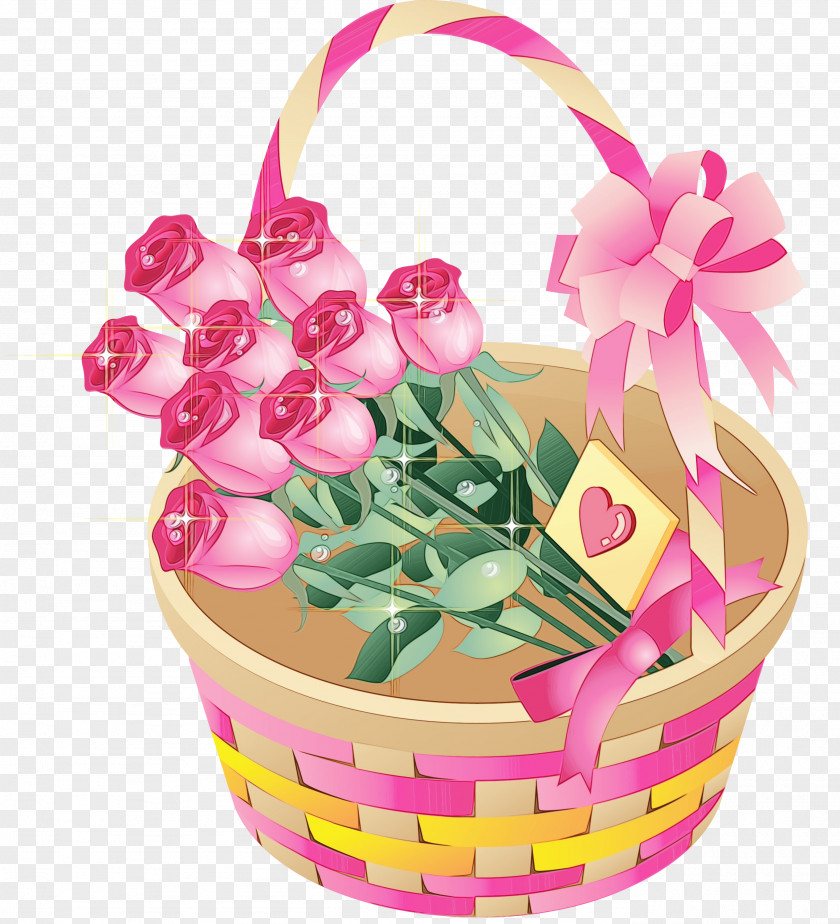Home Accessories Hamper Pink Flowerpot Flower Gift Basket PNG
