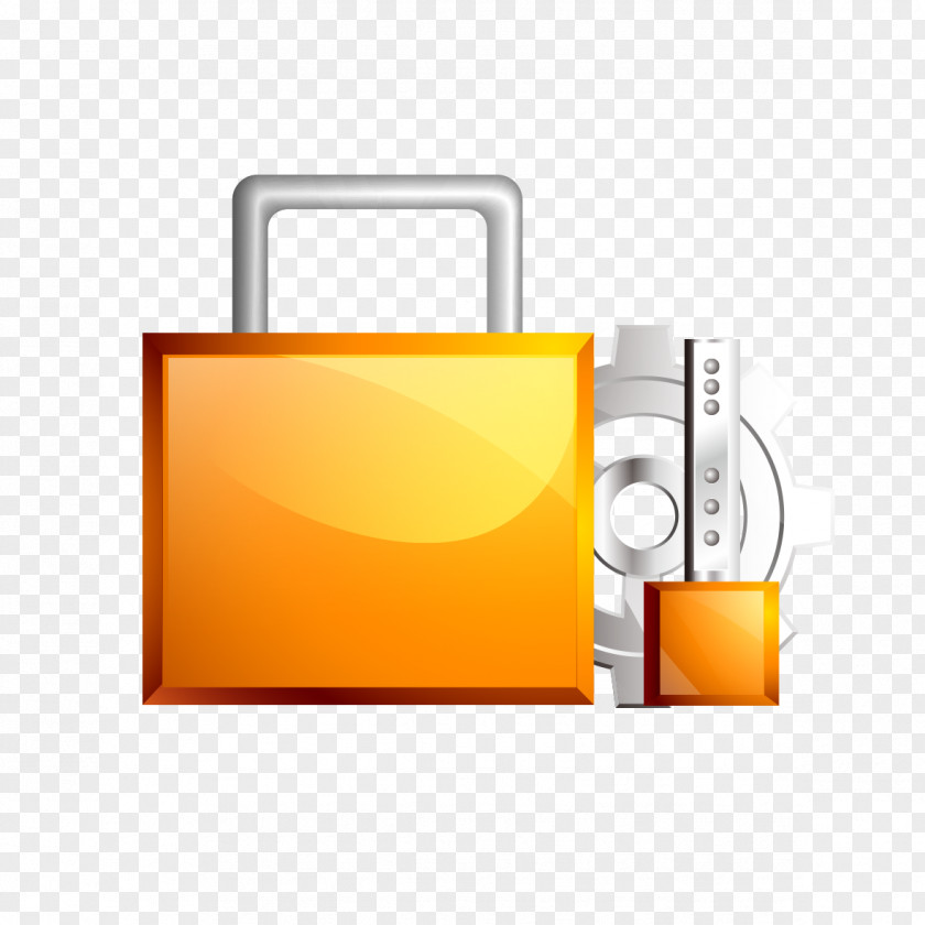 Orange Lock Download Icon PNG