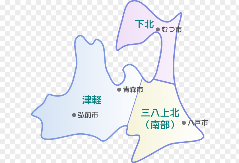 Line Map 南部地方 津軽地方 下北地方 Kamikita District, Aomori Shimokita Peninsula PNG