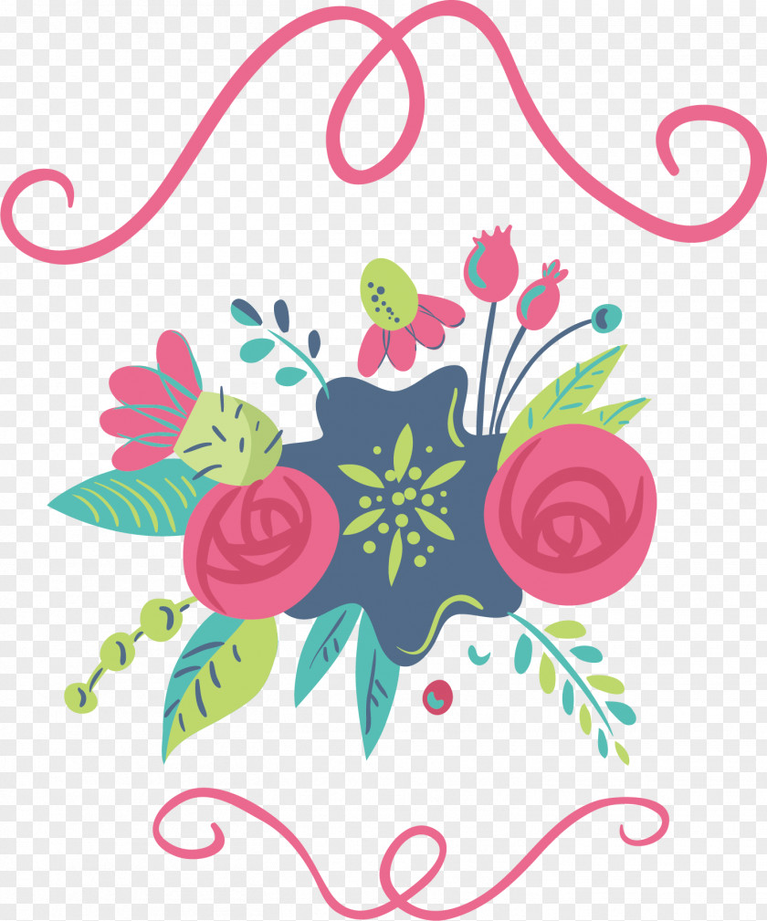 Pink Rose Vector Floral Design Beach PNG