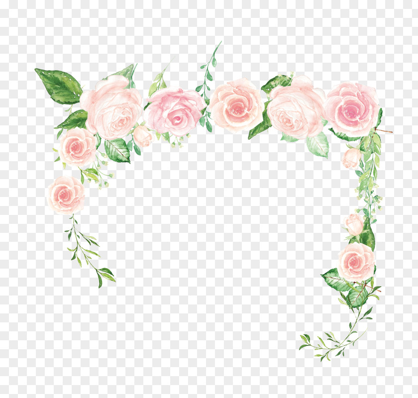 Rose Border Pink Flower Green PNG