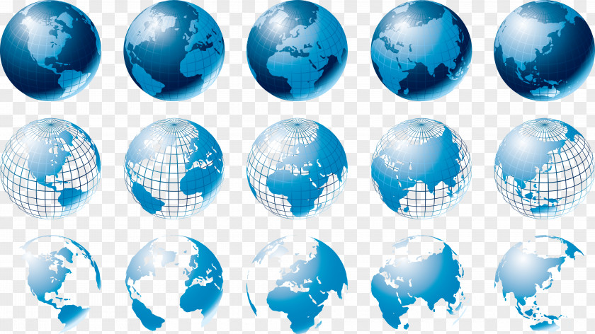 Blue Earth Vector Globe World Map PNG