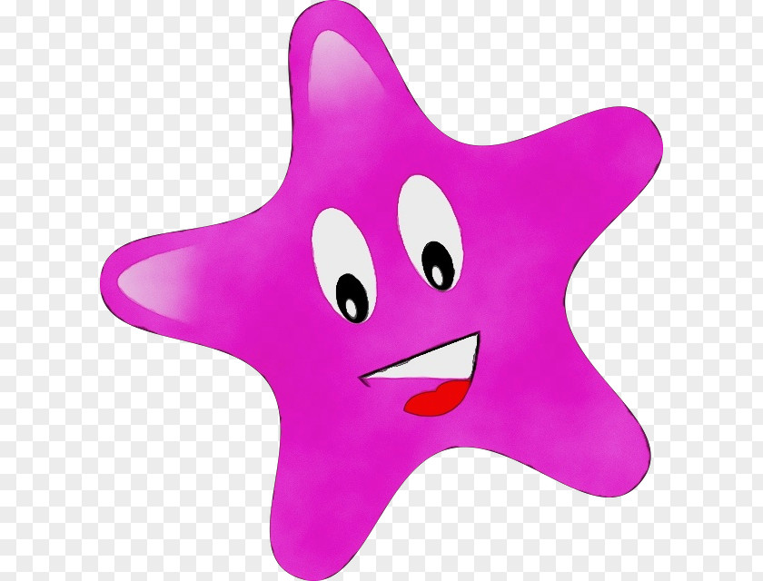 Magenta Starfish Smiley Face Background PNG