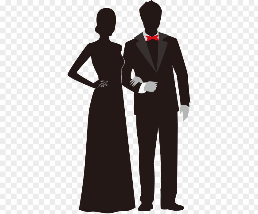 Vector Couple Dress Elderly Prom Silhouette Clip Art PNG