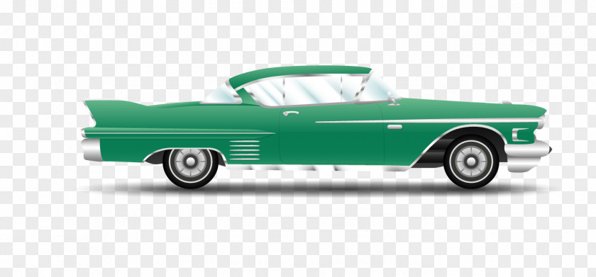 Vector Retro Green Car PNG