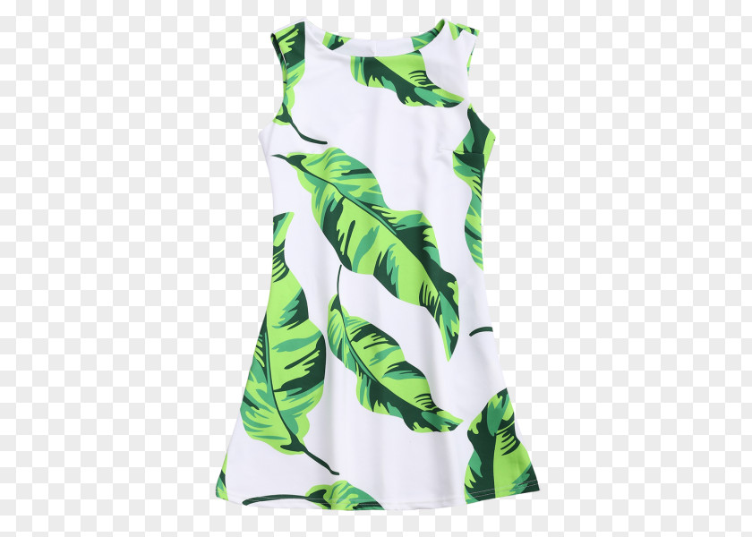 Watercolor Tropical Leaf Sleeve Maxi Dress Miniskirt PNG