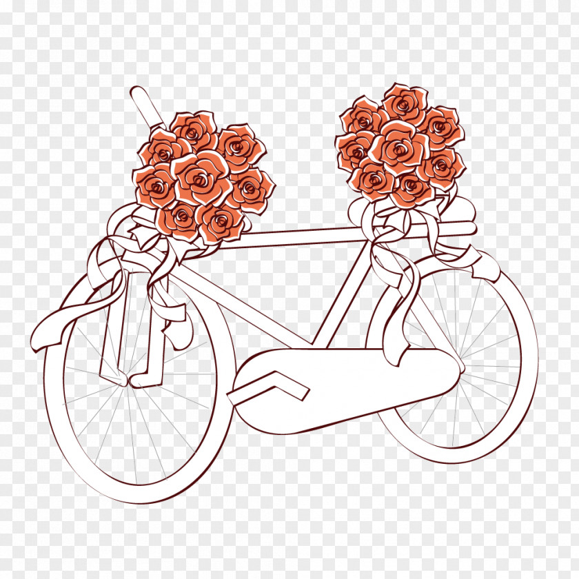 Hand-painted Flowers Vector Bike PNG