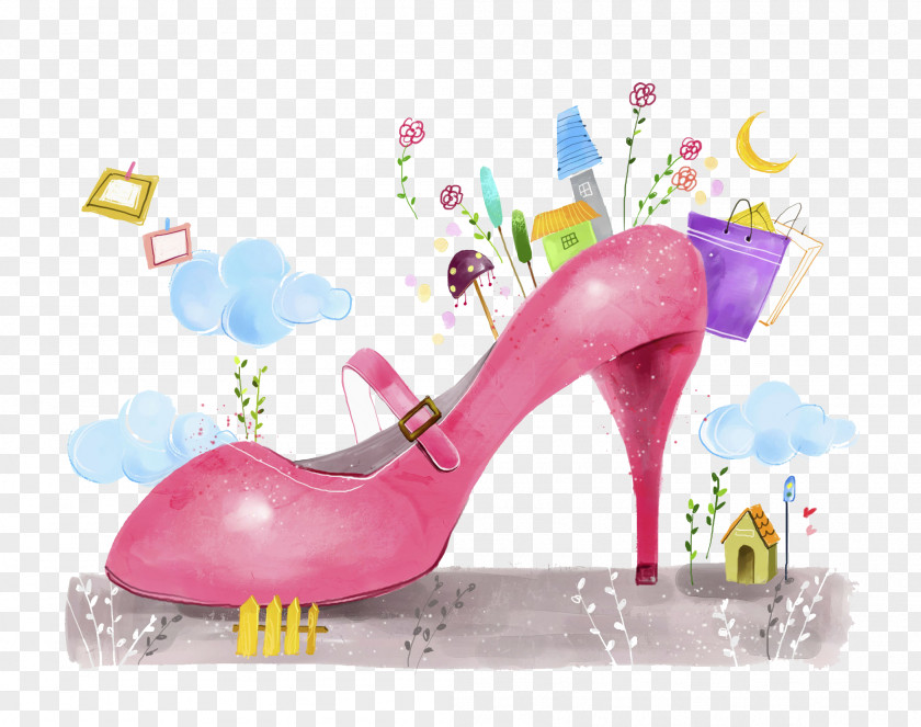 Cartoon Pink High Heels High-heeled Footwear Stock Photography Shoe PNG