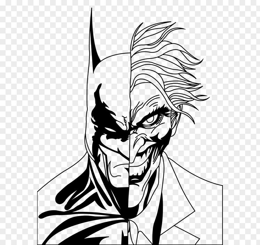 Batman Outline Joker Drawing Sketch PNG