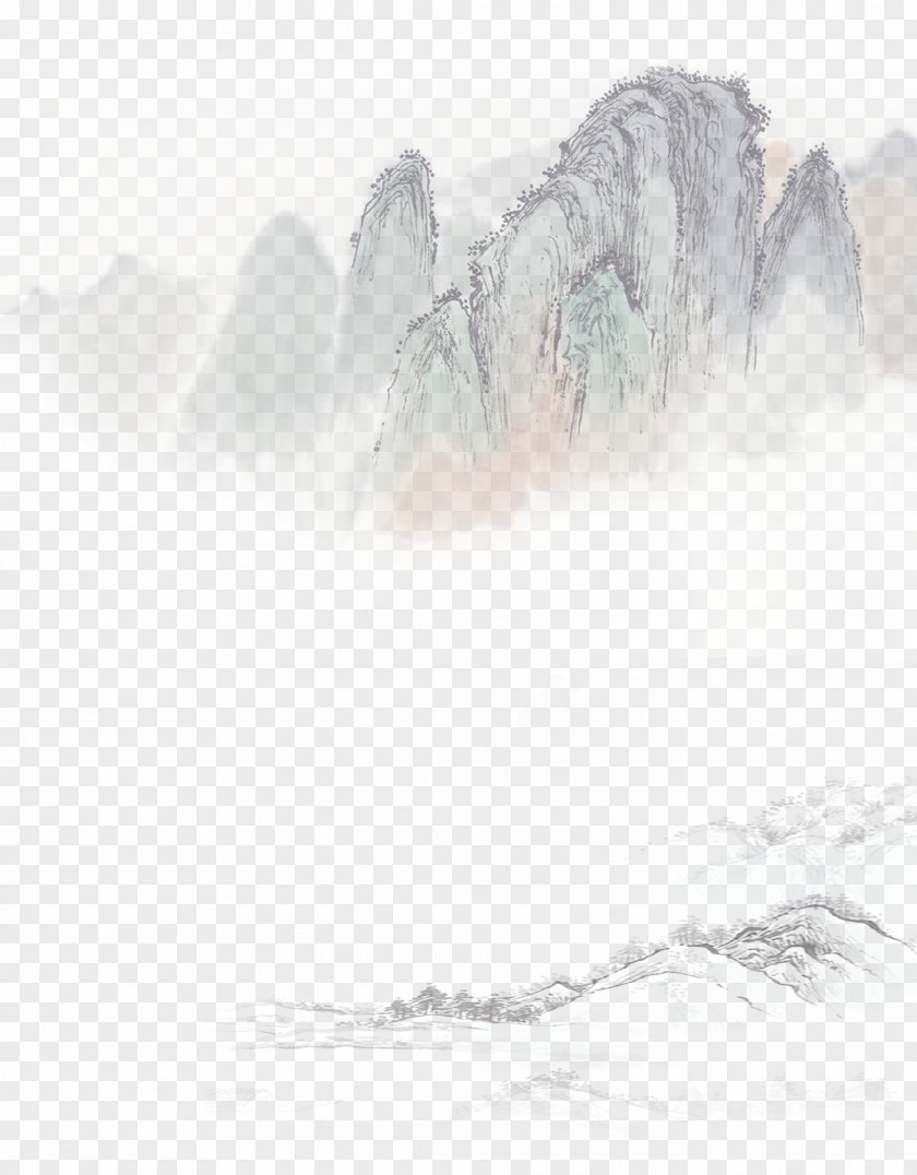 Mountain Ink Painting Shan Shui PNG
