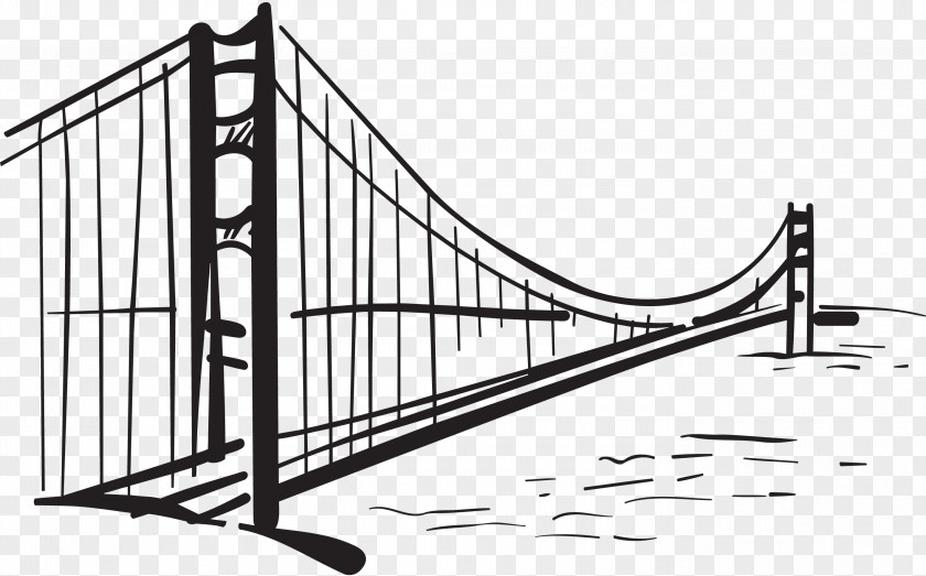 Hand Drawn Silhouette Bridge Golden Gate Drawing PNG