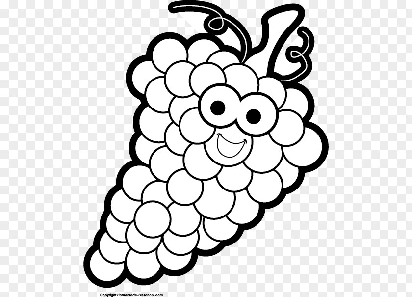 Happy Grape Cliparts Black And White Fruit Clip Art PNG