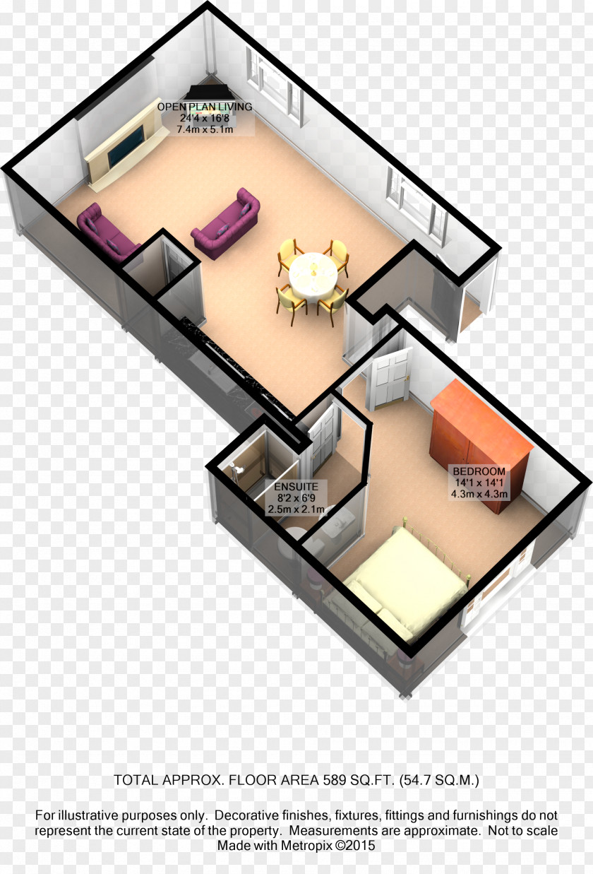 House 3D Floor Plan Open PNG