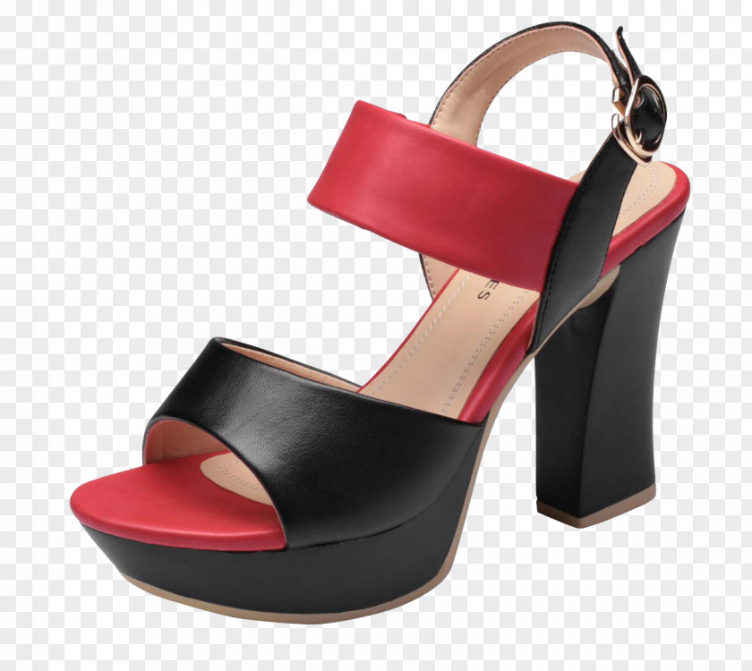 Red And Black With High Heels Sandals High-heeled Footwear Sandal Dress Shoe PNG