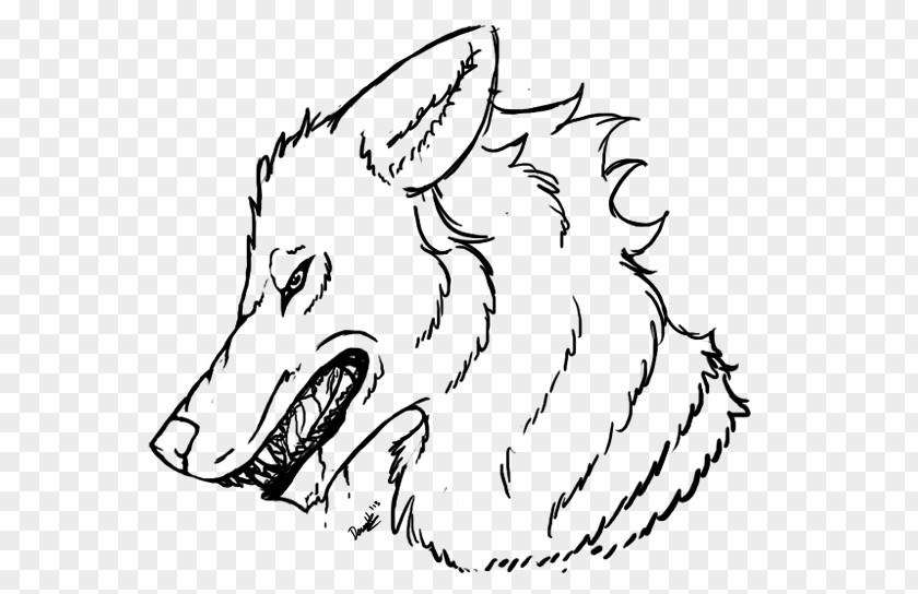 Angry Wolf Line Art Dog Breed Drawing Clip PNG