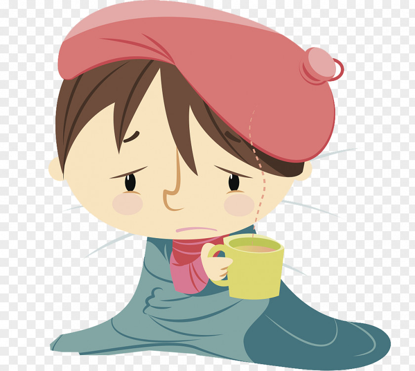 Cartoon Sick Baby With Fever Child Influenza Illustration PNG