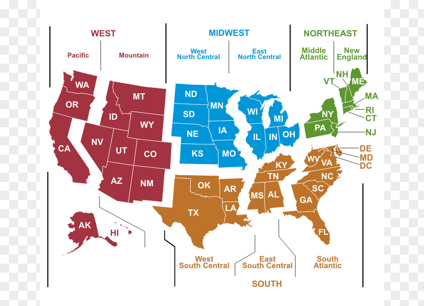 Map United States Of America Census Bureau Region Geography PNG