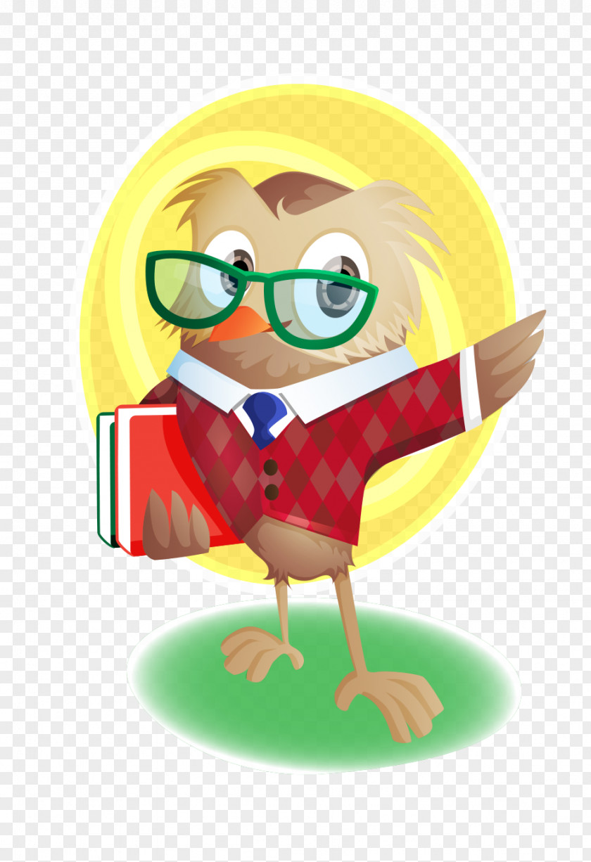 Cute Cartoon Owl Teacher Took The Book With Glasses Android Application Package Game Google Play Download PNG