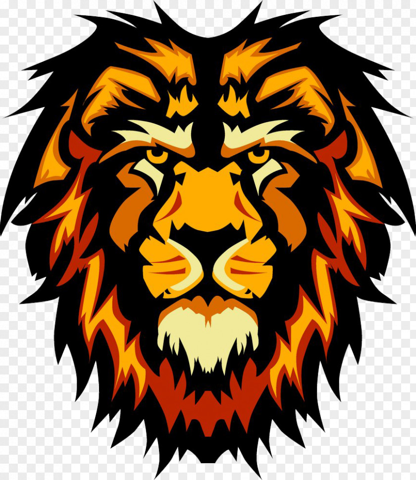 Creative Orange Lion Head Clip Art PNG