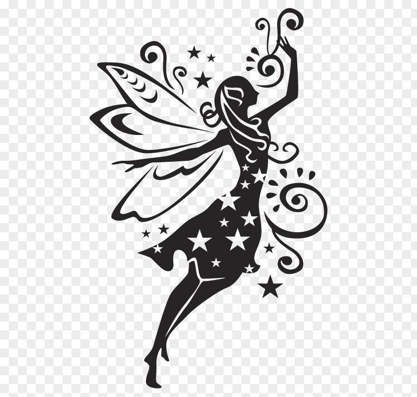 Fairy Wall Decal Silhouette Stencil PNG