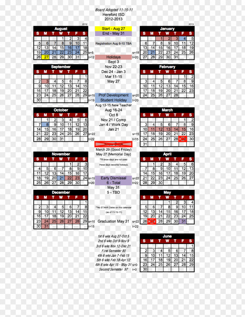 Hereford Houston Independent School District Calendar 0 1 PNG