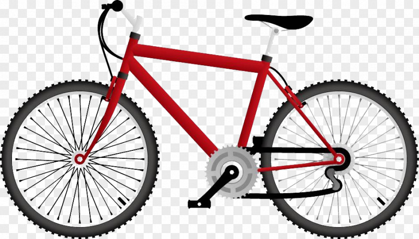 Red Mountain Bike Hybrid Bicycle Cycling Frame PNG