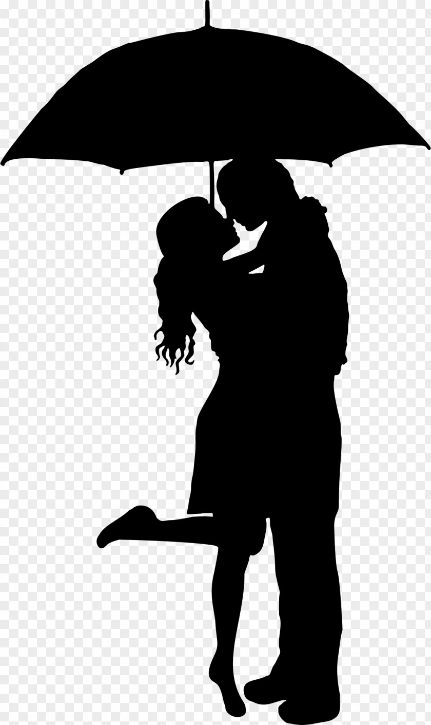 Umbrella Kiss Romance Rain Silhouette PNG