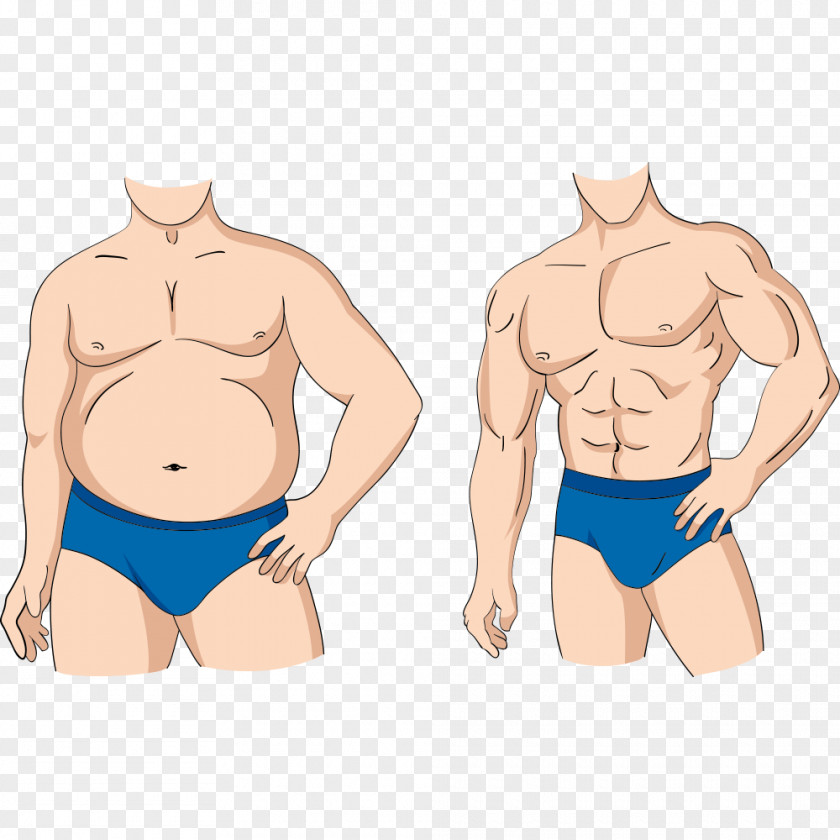 Weight Loss Man Adipose Tissue Cartoon Illustration PNG