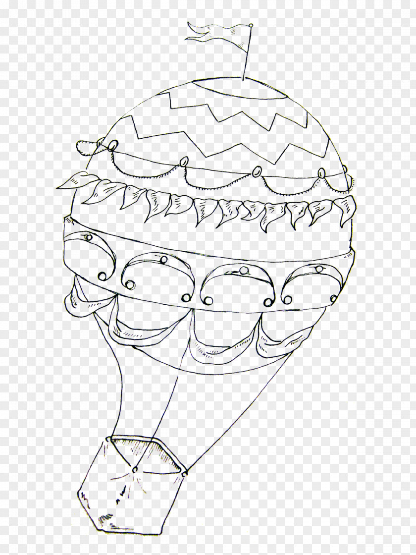Air Balloon Hot Drawing Line Art PNG