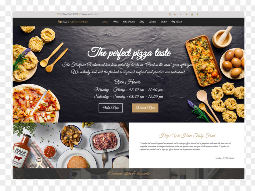 Fast Food Flyer Restaurant Responsive Web Design PNG