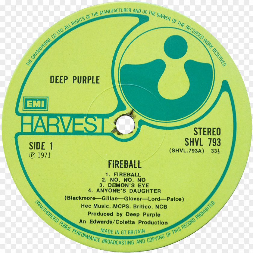 Fireball Deep Purple Compact Disc United Kingdom Product PNG