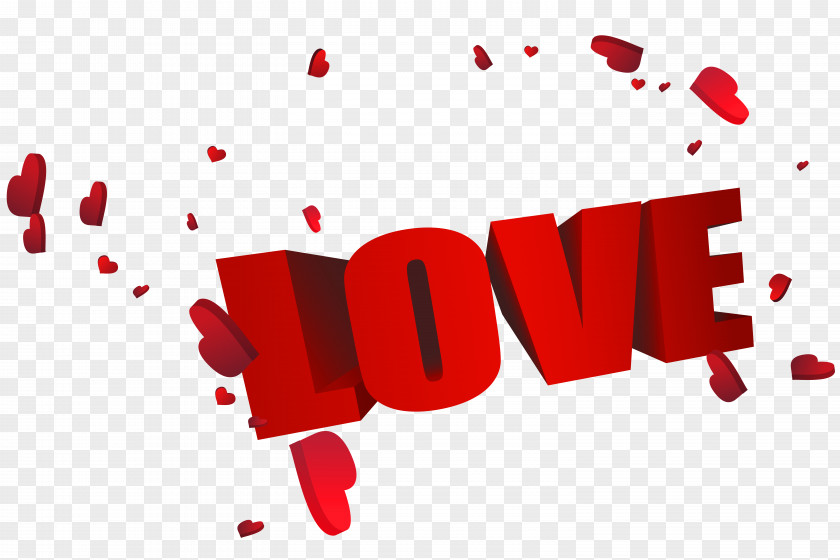 Big Red 3D Love With Hearts Clip Art PNG