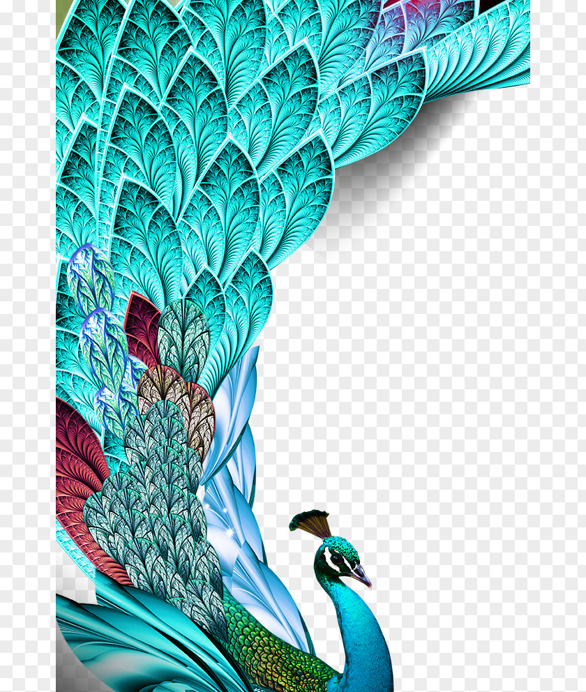 Green Fresh Peacock Decorative Patterns Peafowl Feather PNG