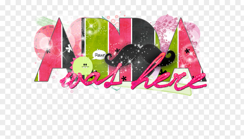 Text Here Pink M RTV Font PNG