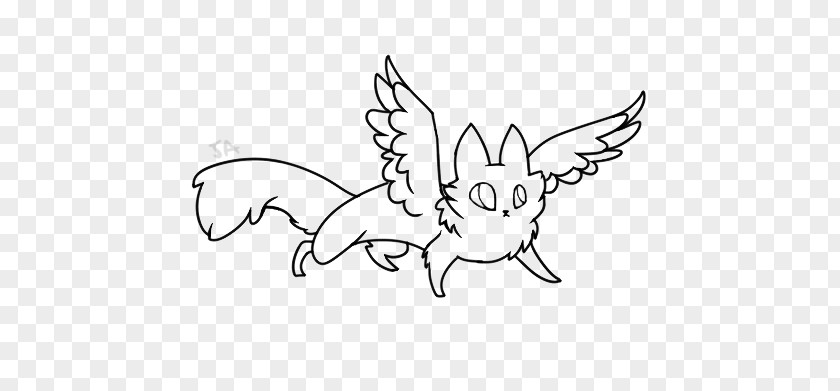 Lineart Winged Cat Line Art Bird PNG