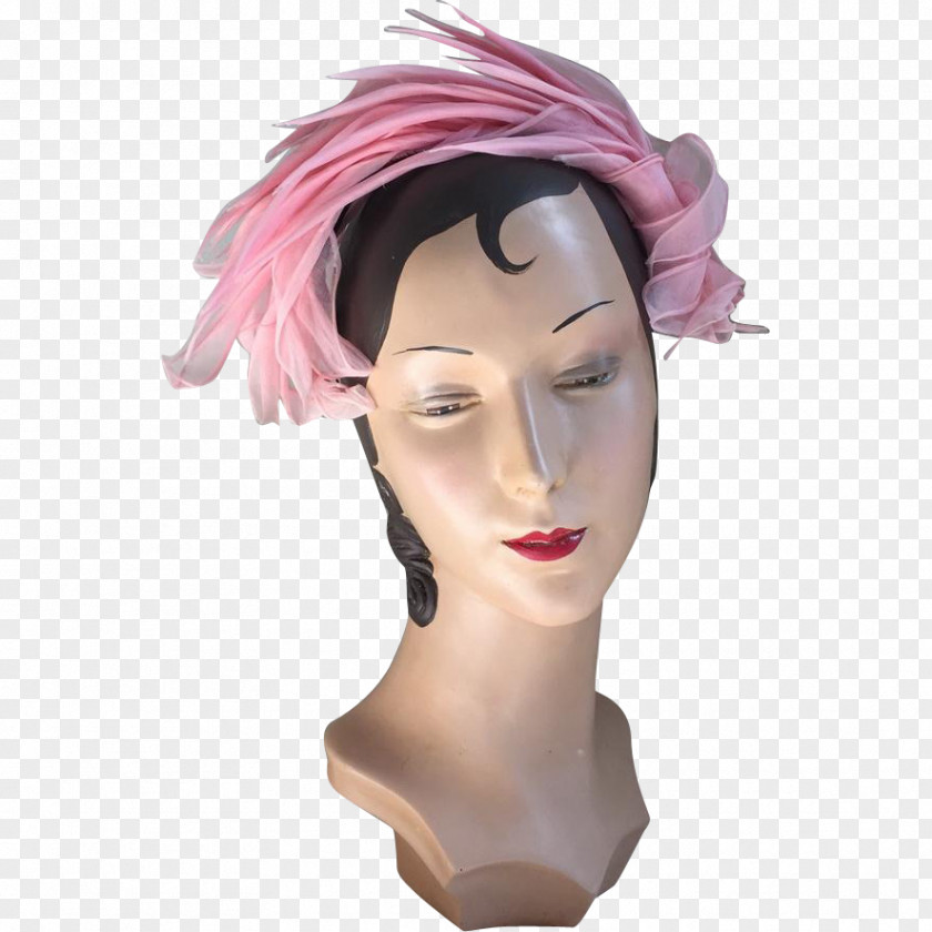 1960s Flower Headbands Wig Pink M PNG