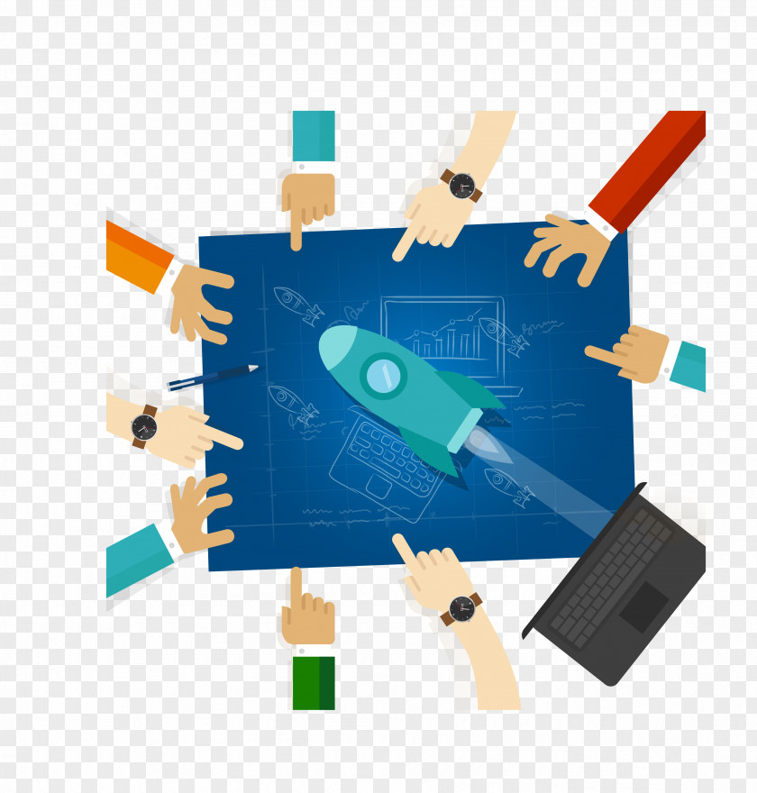 Blue Simple Finger Rocket Drawing Idea Royalty-free Illustration PNG