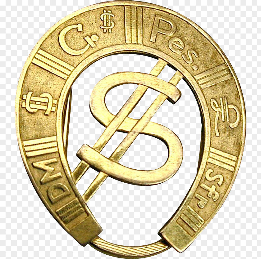 Gold Dollar Sign Luck Money Clip Feng Shui Horseshoe PNG
