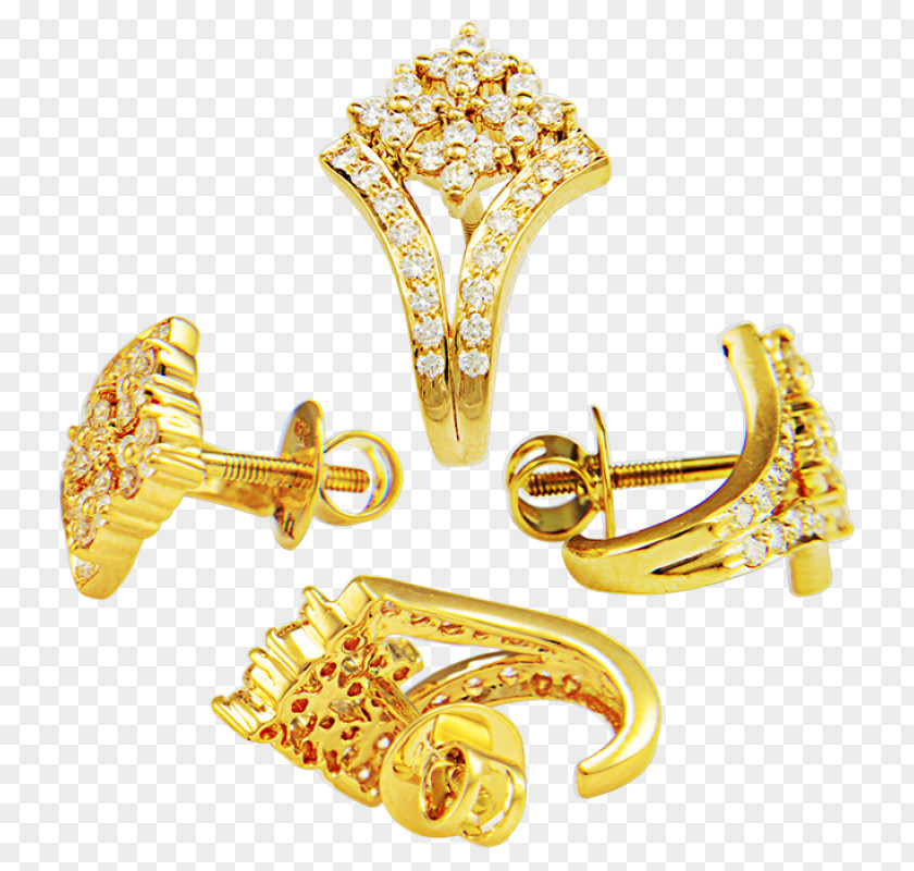 Dazzling Diamond Alphabet Earring Body Jewellery Gold Bling-bling PNG