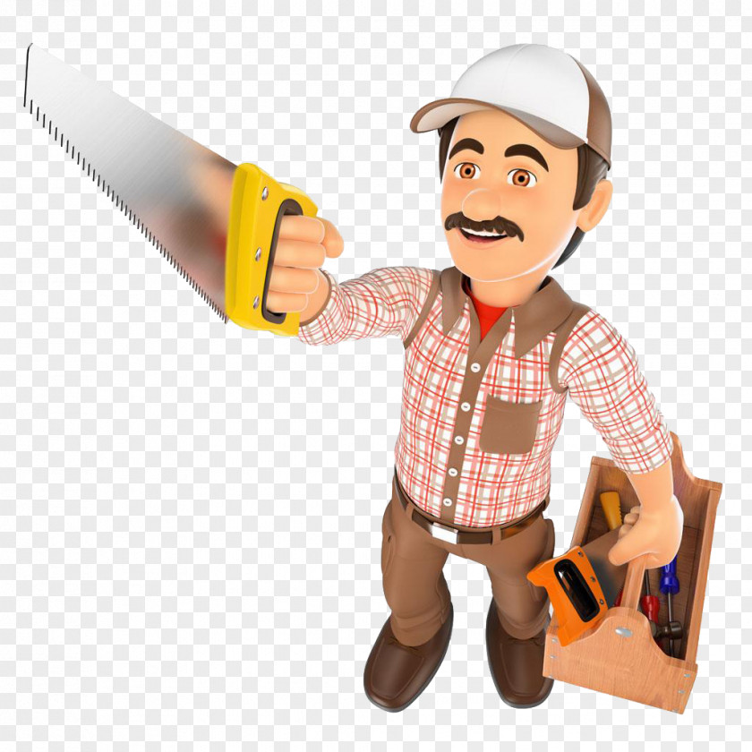 The Cartoon Characters With Sawtooth Toolbox Carpenter Wood Royalty-free 3D Computer Graphics Illustration PNG