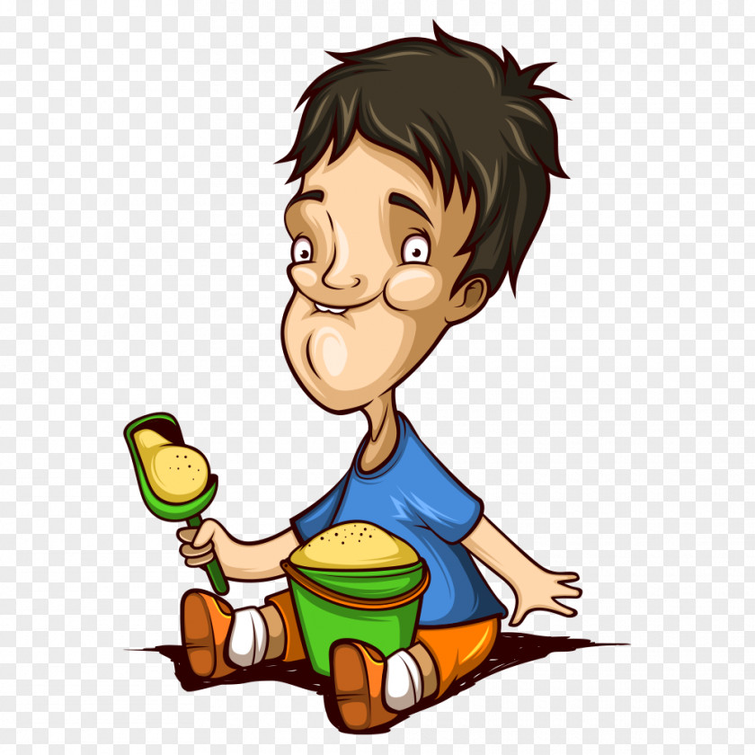 Playing In The Sand Cartoon Illustration PNG