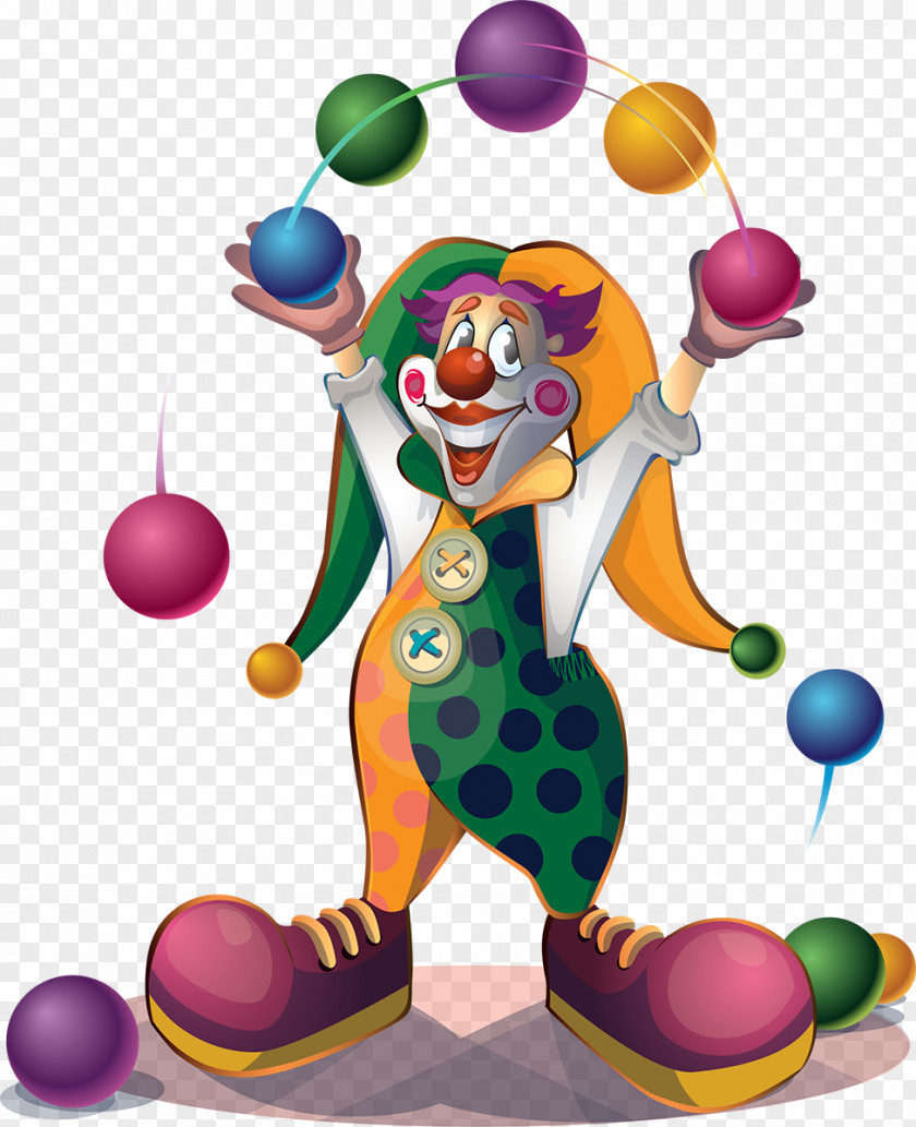 Circus Clown Juggling Cartoon PNG