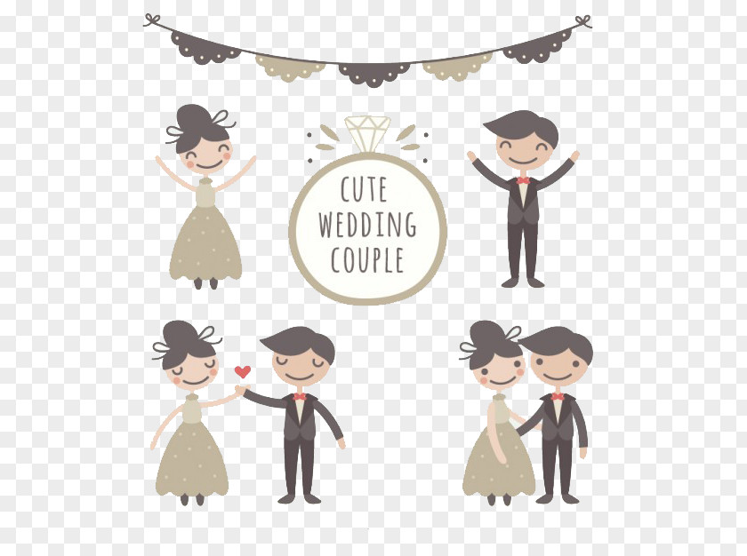 Hand Set Of Funny Wedding Couple Marriage Drawing Bridegroom PNG
