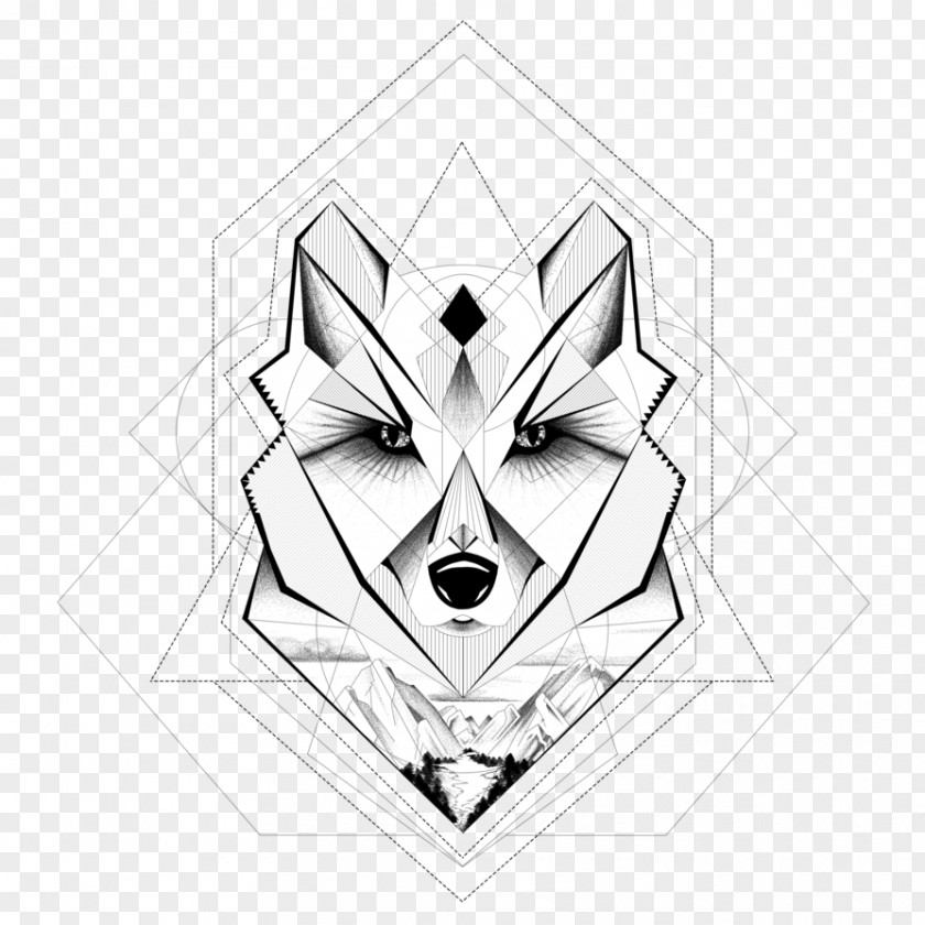 Geometric Background Geometry Drawing Gray Wolf Mean Line PNG