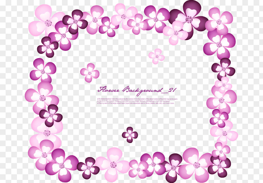 Purple Romantic Flower Frame PNG