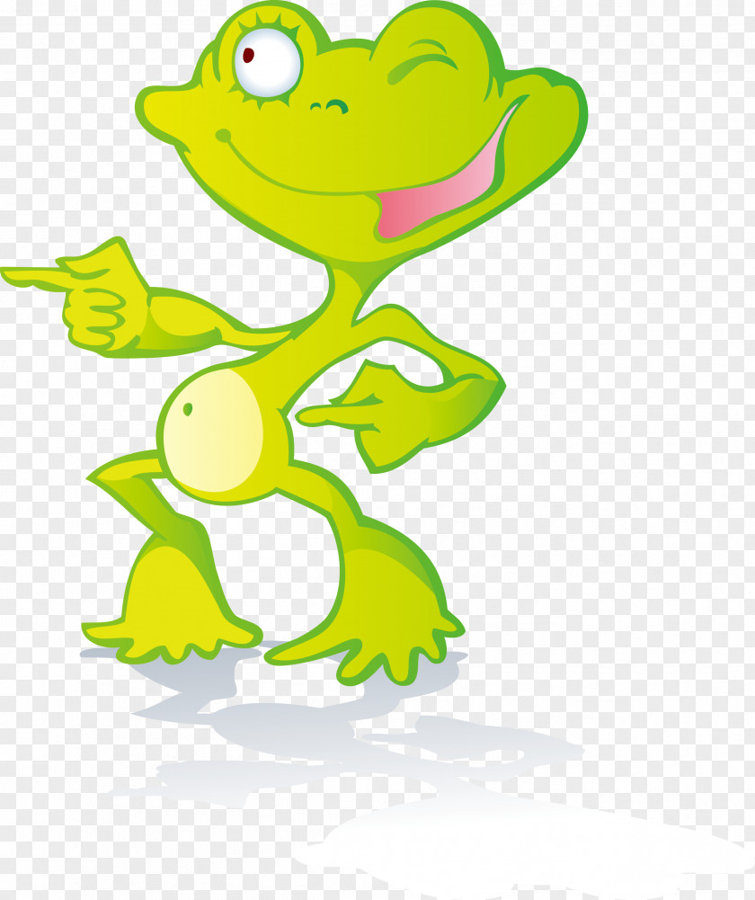 Smiling Green Frog Cartoon Vector Tree Illustration PNG